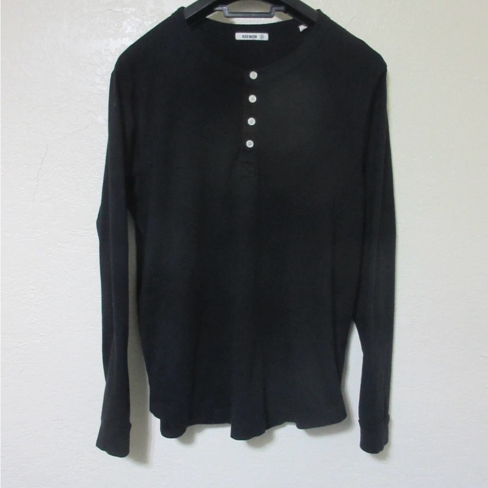 Buck Mason Black 100% Cotton Henley